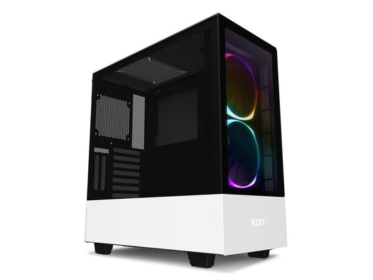 NZXT H510 Elite - Premium Mid-Tower ATX Case PC Gaming Case - Dual-Tempered Glass Panel - Front I/O USB Type-C Port - Vertical GPU Mount - Integrated RGB Lighting - Water-Cooling Ready - White/Black, CA-H510E-W1