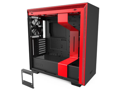 NZXT H710 - ATX Mid Tower PC Gaming Case - Front I/O USB Type-C Port - Quick-Release Tempered Glass Side Panel - Cable Management System - Water-Cooling Ready - Steel Construction - Black/Red
