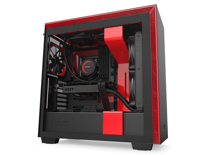 NZXT H710 - ATX Mid Tower PC Gaming Case - Front I/O USB Type-C Port - Quick-Release Tempered Glass Side Panel - Cable Management System - Water-Cooling Ready - Steel Construction - Black/Red