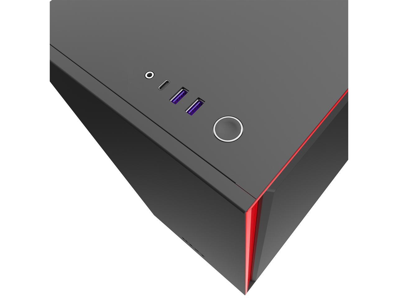 NZXT H710 - ATX Mid Tower PC Gaming Case - Front I/O USB Type-C Port - Quick-Release Tempered Glass Side Panel - Cable Management System - Water-Cooling Ready - Steel Construction - Black/Red