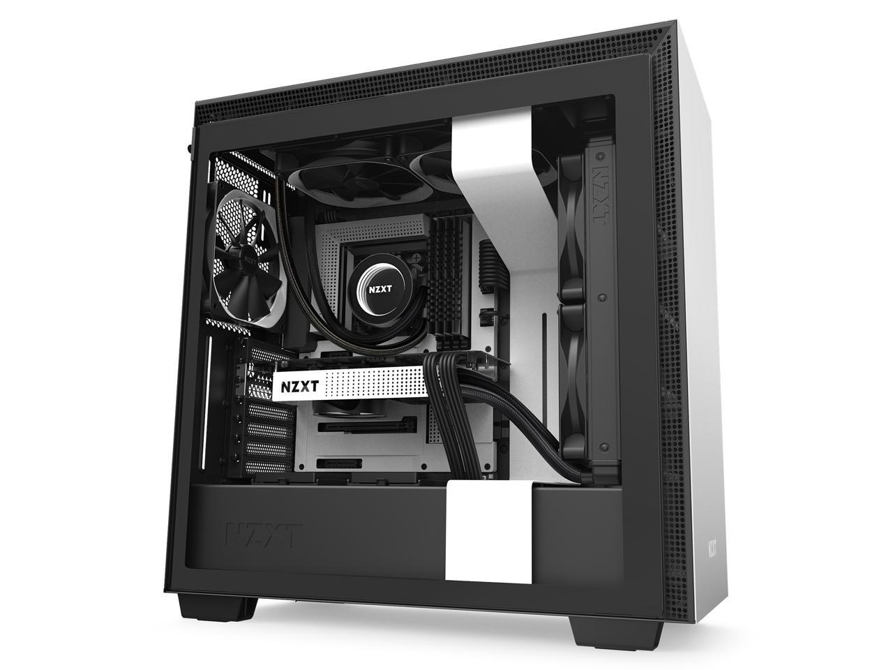 NZXT H710 - ATX Mid Tower PC Gaming Case - Front I/O USB Type-C Port - Quick-Release Tempered Glass Side Panel - Cable Management System - Water-Cooling Ready - Steel Construction - White/Black