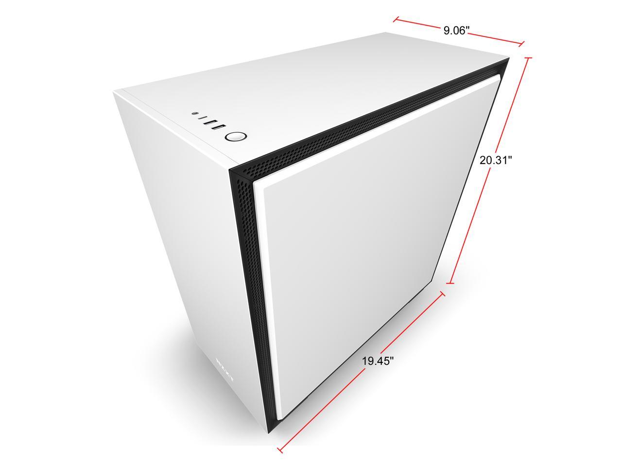 NZXT H710 - ATX Mid Tower PC Gaming Case - Front I/O USB Type-C Port - Quick-Release Tempered Glass Side Panel - Cable Management System - Water-Cooling Ready - Steel Construction - White/Black