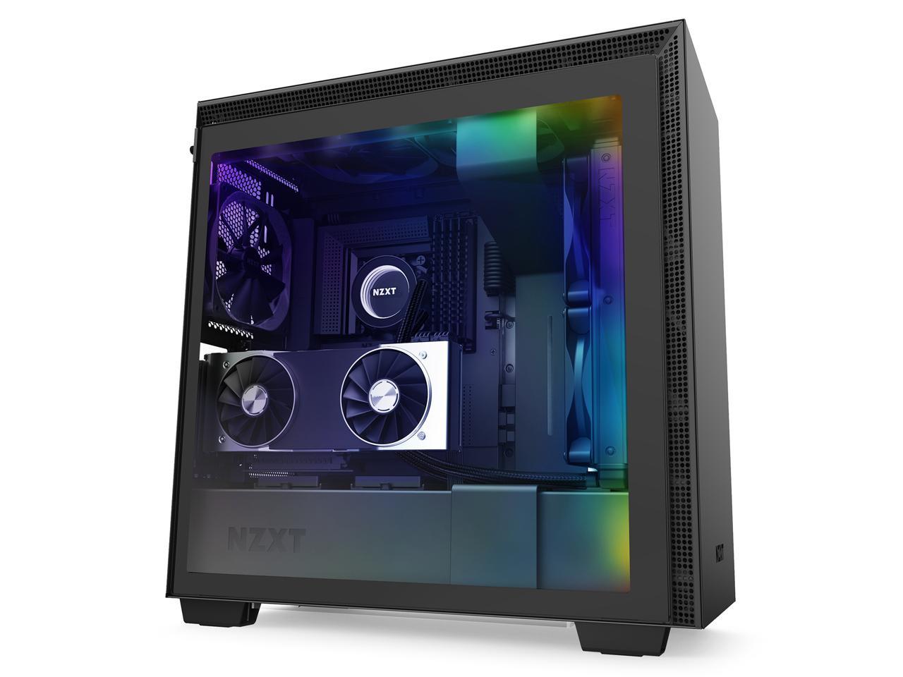 NZXT H710i - ATX Mid Tower PC Gaming Case - Front I/O USB Type-C Port - Quick-Release Tempered Glass Side Panel - Vertical GPU Mount - Integrated RGB Lighting - Water-Cooling Ready - Black
