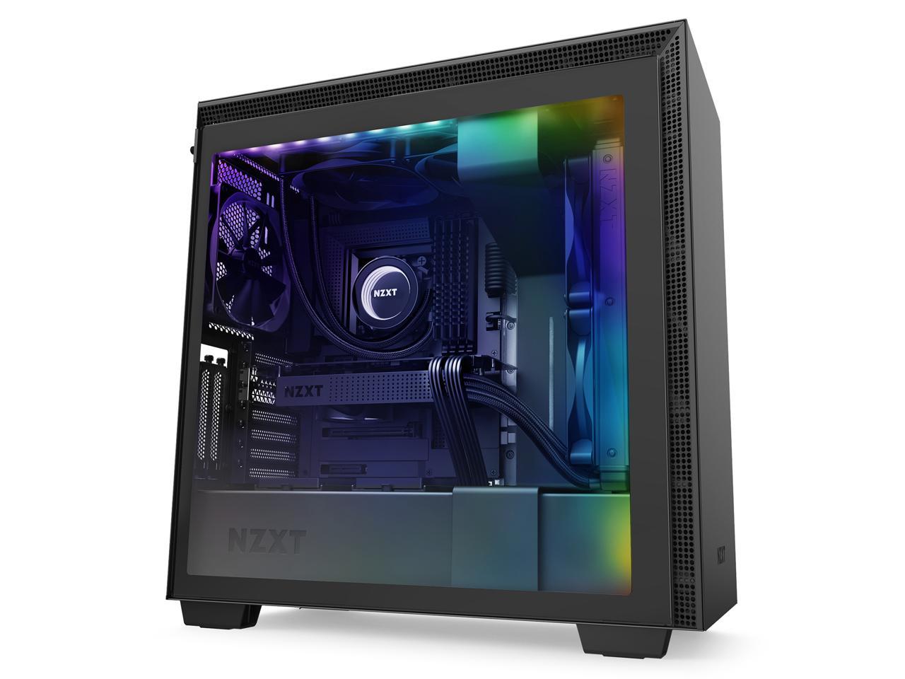 NZXT H710i - ATX Mid Tower PC Gaming Case - Front I/O USB Type-C Port - Quick-Release Tempered Glass Side Panel - Vertical GPU Mount - Integrated RGB Lighting - Water-Cooling Ready - Black