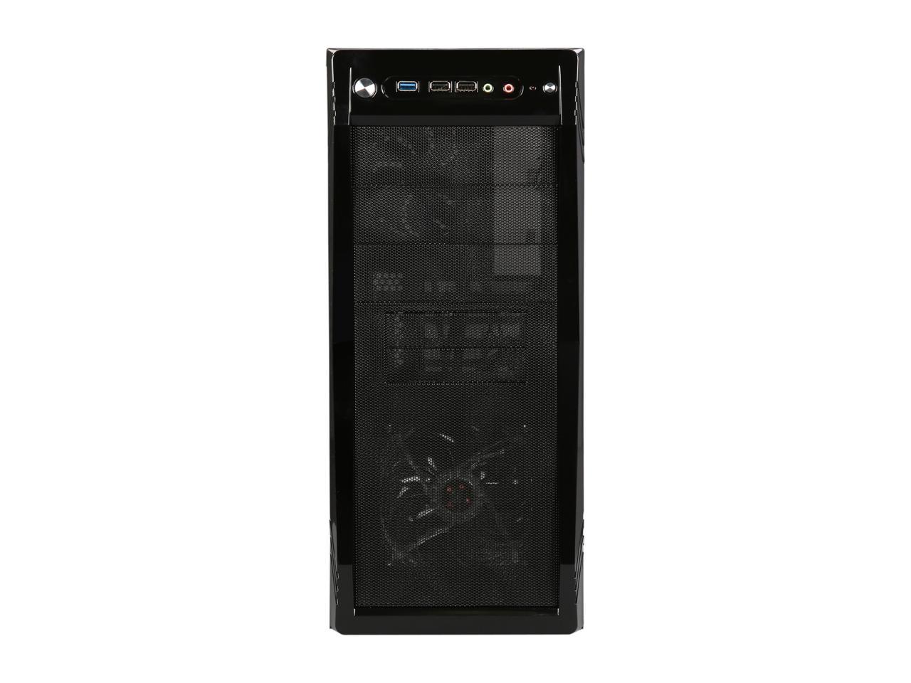 Rosewill Black Gaming ATX Mid Tower Computer Case, Three Included Fans, 1 x Front Blue LED 120mm Fan, 1 x Top 140mm Fan, 1 x Rear 120mm Fan, Two More Optional Side 120mm Fans Supported - CHALLENGER