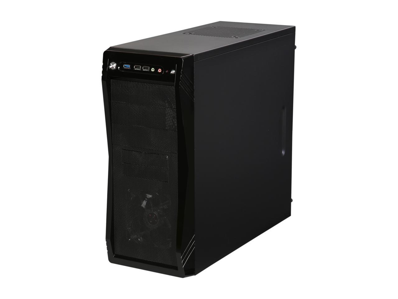 Rosewill Black Gaming ATX Mid Tower Computer Case, Three Included Fans, 1 x Front Blue LED 120mm Fan, 1 x Top 140mm Fan, 1 x Rear 120mm Fan, Two More Optional Side 120mm Fans Supported - CHALLENGER