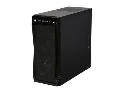 Rosewill Black Gaming ATX Mid Tower Computer Case, Three Included Fans, 1 x Front Blue LED 120mm Fan, 1 x Top 140mm Fan, 1 x Rear 120mm Fan, Two More Optional Side 120mm Fans Supported - CHALLENGER