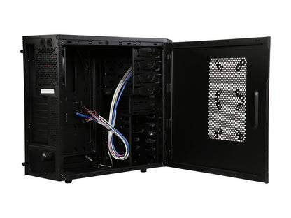 Rosewill Black Gaming ATX Mid Tower Computer Case, Three Included Fans, 1 x Front Blue LED 120mm Fan, 1 x Top 140mm Fan, 1 x Rear 120mm Fan, Two More Optional Side 120mm Fans Supported - CHALLENGER