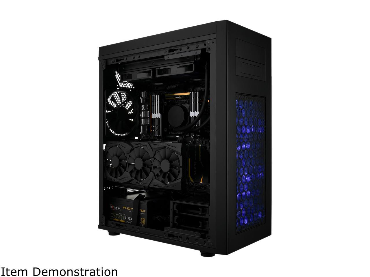 Rosewill ATX Full Tower Gaming PC Computer Case with Blue LED Fans, E-ATX Support, Dual PSU Support, Optional 360mm Water Cooling Radiator, up to 7 Fan Support - RISE Glow