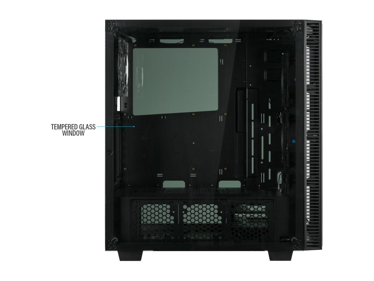 Rosewill ATX Mid Tower Gaming PC Computer Case with Blue LED Fans, Tempered Glass/Steel, Optimal Airflow, USB 3.0 - CULLINAN MX-BLUE