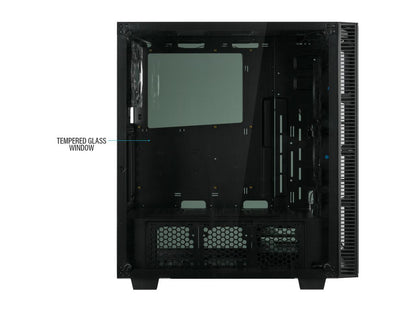 Rosewill ATX Mid Tower Gaming PC Computer Case with Blue LED Fans, Tempered Glass/Steel, Optimal Airflow, USB 3.0 - CULLINAN MX-BLUE