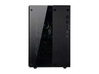 Rosewill Cube Mini ITX/Micro-ATX/ATX Mid Tower Gaming PC Computer Case, Black Steel Tempered Glass, Red LED Fans - Cullinan PX Red