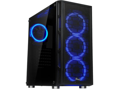 Rosewill ATX Mid Tower Gaming PC Computer Case with Dual Ring Blue LED Fans, 360mm Water Cooling Radiator Support, Tempered Glass and Steel, USB 3.0 - SPECTRA C100