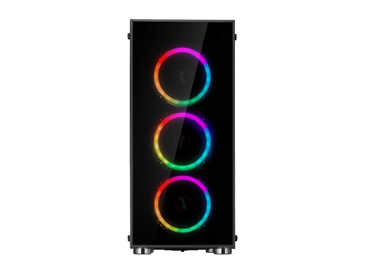 Rosewill ATX Mid Tower Gaming PC Computer Case with Dual Ring RGB LED Fans, 360mm Water Cooling Radiator Support, Tempered Glass and Steel, USB 3.0 - CULLINAN V500 RGB