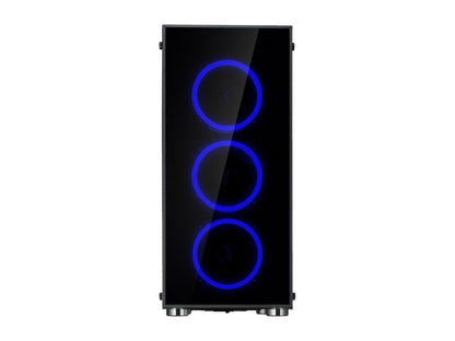 Rosewill ATX Mid Tower Gaming PC Computer Case with Dual Ring Blue LED Fans, 360mm Water Cooling Radiator Support, Tempered Glass and Steel, USB 3.0 - CULLINAN V500 Blue