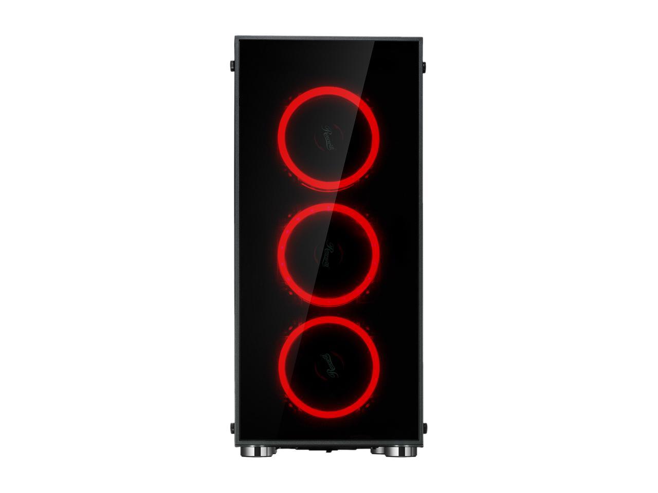 Rosewill ATX Mid Tower Gaming PC Computer Case with Dual Ring Red LED Fans, 360mm Water Cooling Radiator Support, Tempered Glass and Steel, USB 3.0 - CULLINAN V500 Red