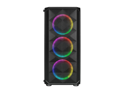 Rosewill ATX Mid Tower Gaming PC Computer Case with Dual Ring RGB LED Fans, 360mm & 240mm Liquid Cooling Radiator Support, Tempered Glass/Steel, Front Mesh Panel, USB 3.0 - SPECTRA D100
