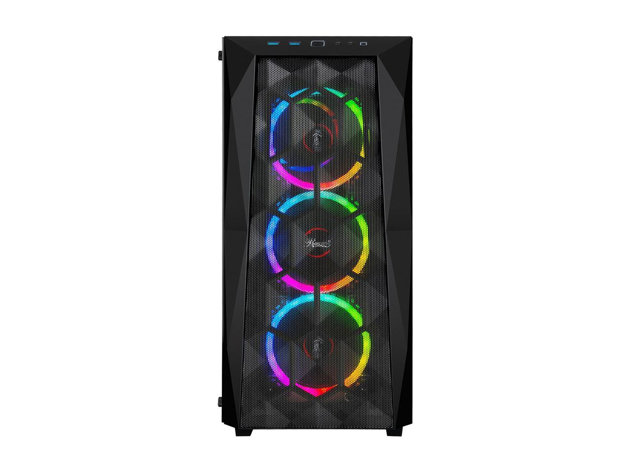 Rosewill ATX Mid Tower Gaming PC Computer Case with Front Mesh Ventilation, Tempered Glass/Steel, Includes 4 x 120mm RGB LED Fans, 240mm AIO Liquid Cooler up to 360mm Support, USB 3.0 - SPECTRA X