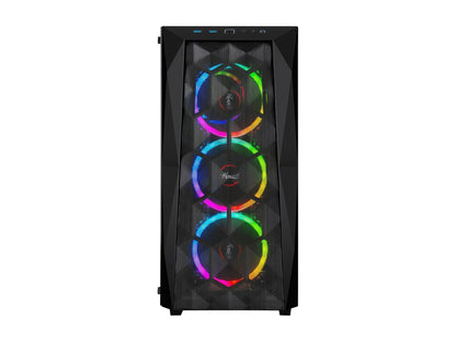 Rosewill ATX Mid Tower Gaming PC Computer Case with Front Mesh Ventilation, Tempered Glass/Steel, Includes 4 x 120mm RGB LED Fans, 240mm AIO Liquid Cooler up to 360mm Support, USB 3.0 - SPECTRA X