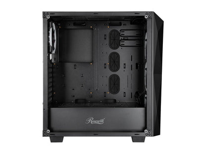 Rosewill ATX Mid Tower Gaming PC Computer Case with Front Mesh Ventilation, Tempered Glass/Steel, Includes 4 x 120mm RGB LED Fans, 240mm AIO Liquid Cooler up to 360mm Support, USB 3.0 - SPECTRA X