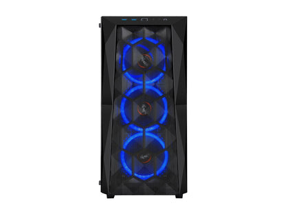 Rosewill ATX Mid Tower Gaming PC Computer Case with Front Mesh Ventilation, Tempered Glass/Steel, Includes 4 x 120mm Blue LED Fans, 240mm AIO Liquid Cooler up to 360mm Support, USB 3.0 SPECTRA X-BLUE