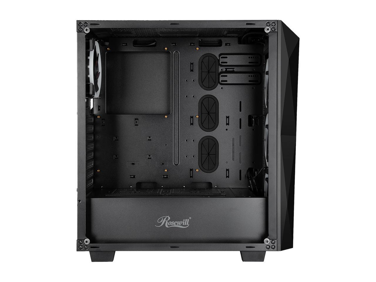 Rosewill ATX Mid Tower Gaming PC Computer Case with Front Mesh Ventilation, Tempered Glass/Steel, Includes 4 x 120mm Blue LED Fans, 240mm AIO Liquid Cooler up to 360mm Support, USB 3.0 SPECTRA X-BLUE