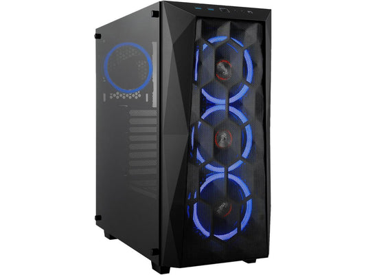 Rosewill ATX Mid Tower Gaming PC Computer Case with Front Mesh Ventilation, Tempered Glass/Steel, Includes 4 x 120mm Blue LED Fans, 240mm AIO Liquid Cooler up to 360mm Support, USB 3.0 SPECTRA X-BLUE