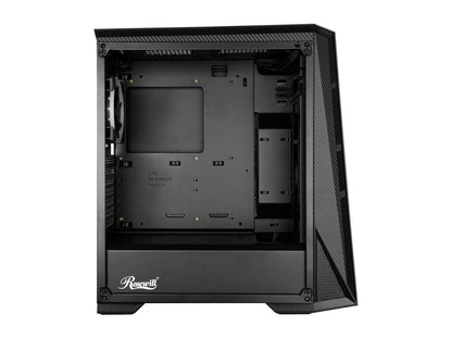 Rosewill ATX Mid Tower Gaming PC Computer Case with RGB Fan & LED Light Strip, 240mm AIO up to 360mm Support, Bottom Mount PSU & HDD/SSD, Tempered Glass & Black Steel - ZIRCON M