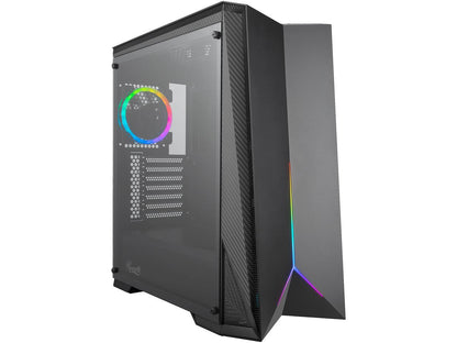 Rosewill ATX Mid Tower Gaming PC Computer Case with RGB Fan & LED Light Strip, 240mm AIO up to 360mm Support, Bottom Mount PSU & HDD/SSD, Tempered Glass & Black Steel - ZIRCON M