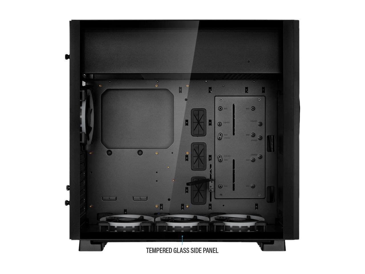 Rosewill ATX Mid Tower Gaming PC Computer Case with RGB Software Sync Dual Ring RGB LED Fans, 240mm AIO Support, EATX Support, Top Mount PSU & HDD/SSD, Tempered Glass & Black Steel - PRISM S-BLACK