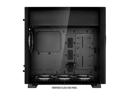 Rosewill ATX Mid Tower Gaming PC Computer Case with RGB Software Sync Dual Ring RGB LED Fans, 240mm AIO Support, EATX Support, Top Mount PSU & HDD/SSD, Tempered Glass & Black Steel - PRISM S-BLACK