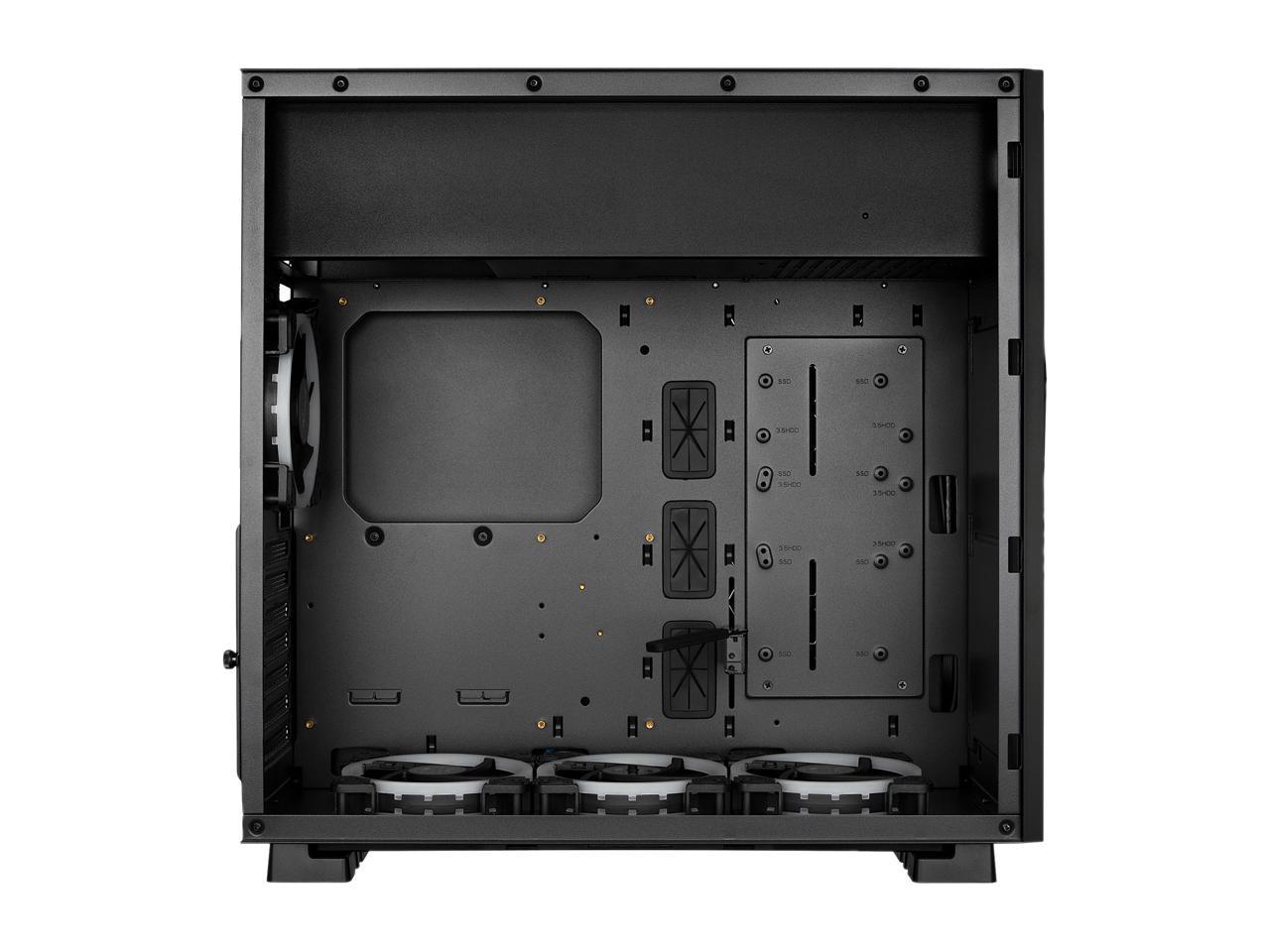 Rosewill ATX Mid Tower Gaming PC Computer Case with RGB Software Sync Dual Ring RGB LED Fans, 240mm AIO Support, EATX Support, Top Mount PSU & HDD/SSD, Tempered Glass & Black Steel - PRISM S-BLACK