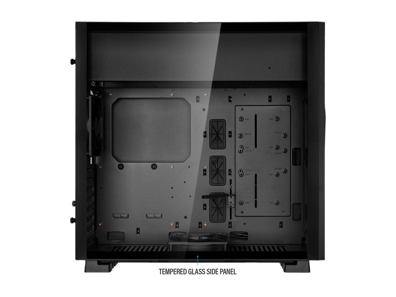 Rosewill ATX Mid Tower Gaming PC Computer Case with 2 x 120mm Fans (Supports up to 6), 240mm AIO Support, EATX Support, Top Mount PSU & HDD/SSD, Tempered Glass & Black Steel - PRISM S-BLACK-LITE