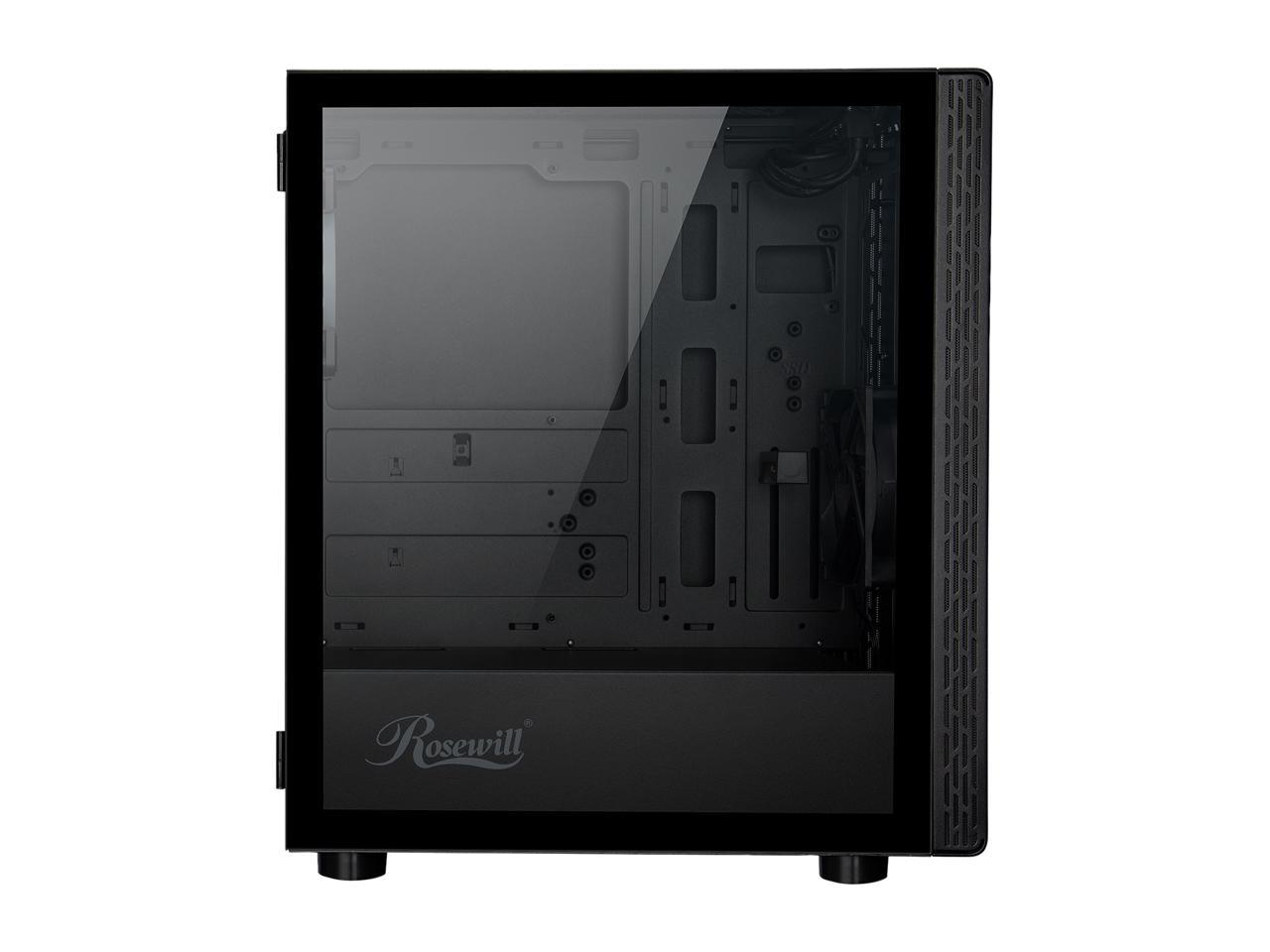 Rosewill PRISM M ATX Mid Tower Gaming PC Computer Case w/ RGB Fan, 10 Backlit Modes, LED Light Strip Patterned Front Panel, 240mm AIO Support, EATX Support, Bottom Mount PSU & HDD/SSD, Tempered Glass