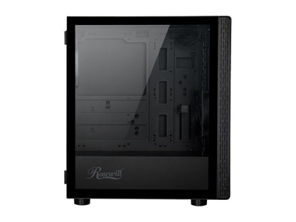 Rosewill PRISM M ATX Mid Tower Gaming PC Computer Case w/ RGB Fan, 10 Backlit Modes, LED Light Strip Patterned Front Panel, 240mm AIO Support, EATX Support, Bottom Mount PSU & HDD/SSD, Tempered Glass
