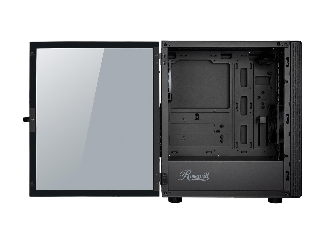 Rosewill PRISM M ATX Mid Tower Gaming PC Computer Case w/ RGB Fan, 10 Backlit Modes, LED Light Strip Patterned Front Panel, 240mm AIO Support, EATX Support, Bottom Mount PSU & HDD/SSD, Tempered Glass