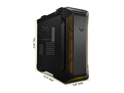 ASUS TUF Gaming GT501 Mid-Tower Computer Case for up to EATX Motherboards with USB 3.0 Front Panel, Smoked Tempered Glass, Steel Construction, and Four Case Fans (GT501/GRY/WITH HANDLE)