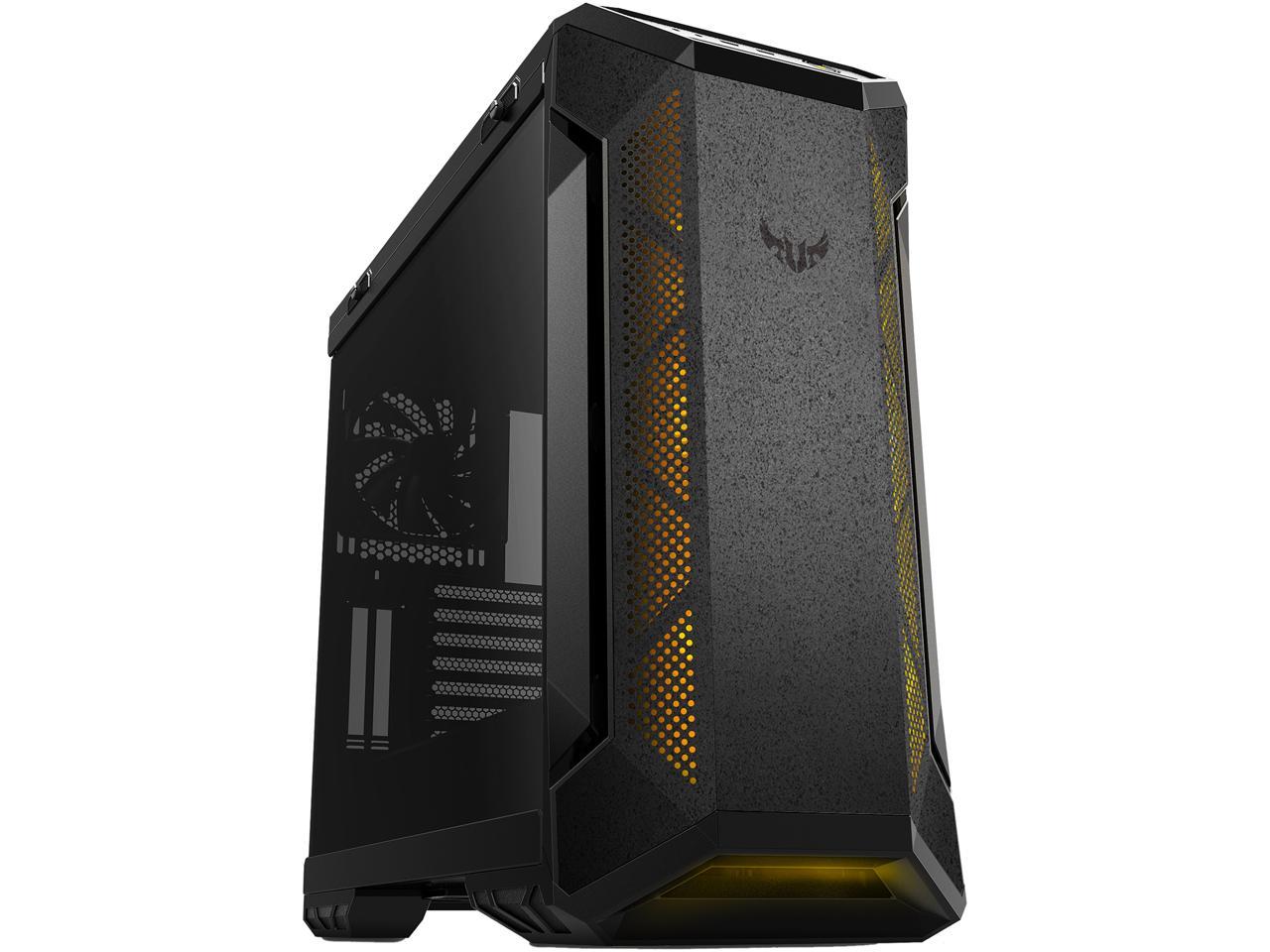ASUS TUF Gaming GT501 Mid-Tower Computer Case for up to EATX Motherboards with USB 3.0 Front Panel, Smoked Tempered Glass, Steel Construction, and Four Case Fans (GT501/GRY/WITH HANDLE)