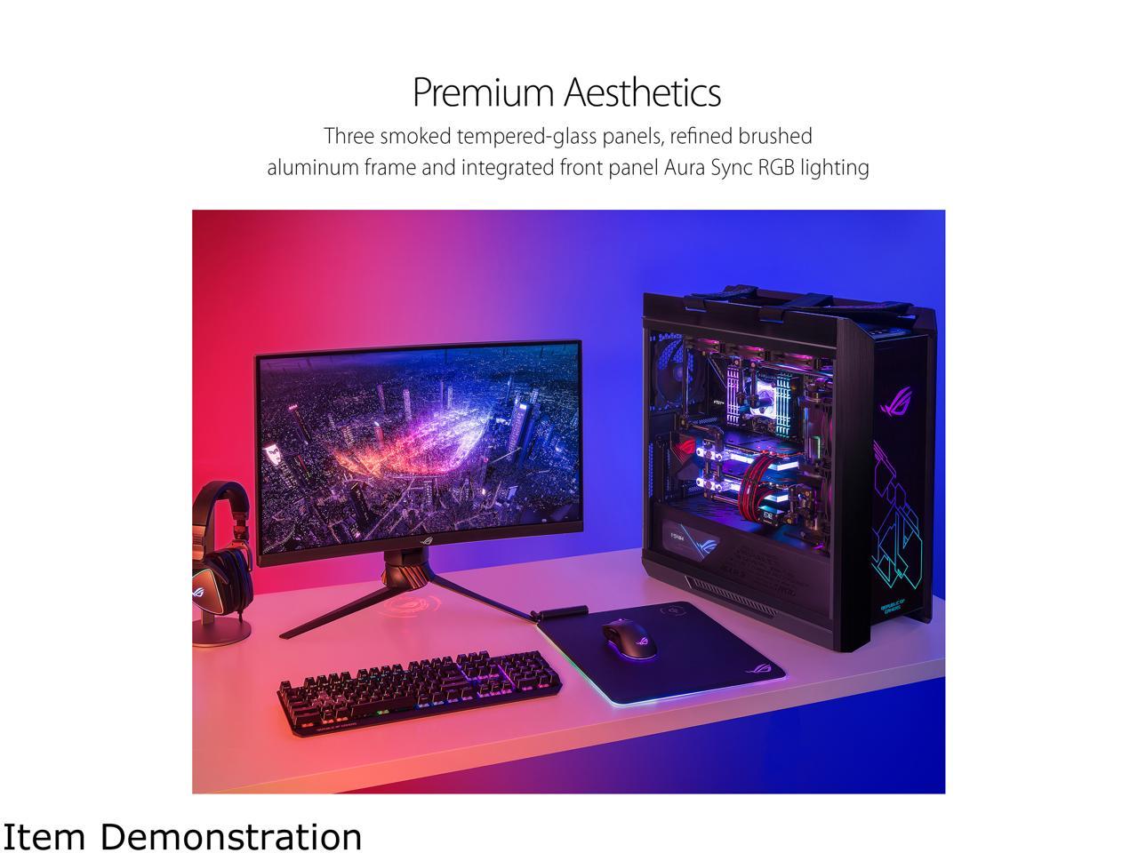 ASUS ROG Strix Helios GX601 RGB Mid-Tower Computer Case for up to EATX Motherboards with USB 3.1 Front Panel, Smoked Tempered Glass, Brushed Aluminum and Steel Construction, and Four Case Fans