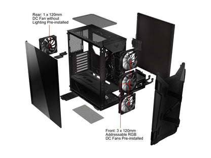 ASUS TUF Gaming GT301 Mid-Tower Compact Case for ATX Motherboards with Honeycomb Front Panel, 3 x 120mm AURA Addressable RBG Fans, Headphone Hanger, and 360mm Radiator Support, 2 x USB 3.2 Gen1 (USB 3.0) Prots