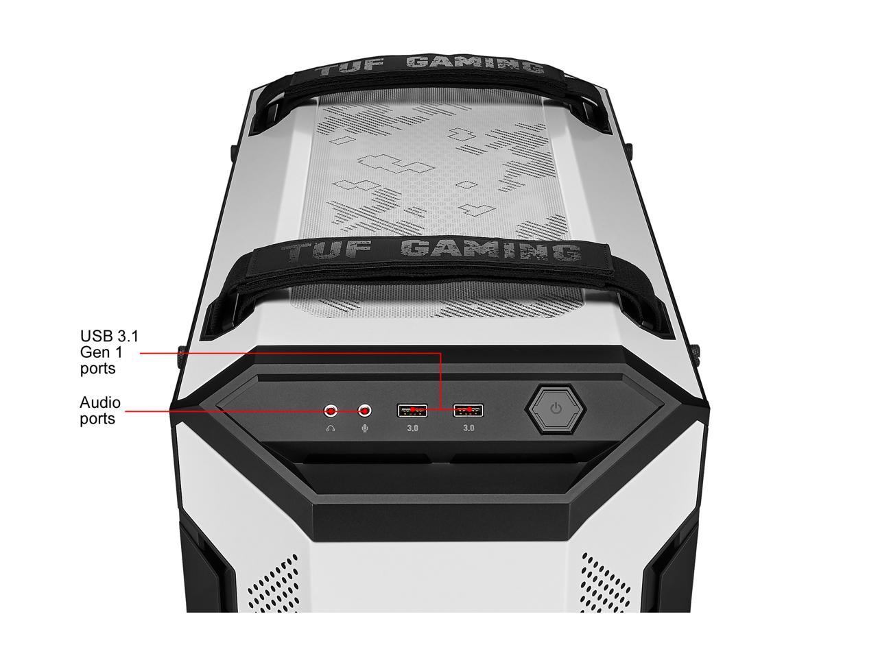 ASUS TUF Gaming GT501 White Edition Mid-Tower Computer Case for up to EATX Motherboards with 2 x USB 3.1 Front Panel, Smoked Tempered Glass, Steel Construction, and Four Case Fans