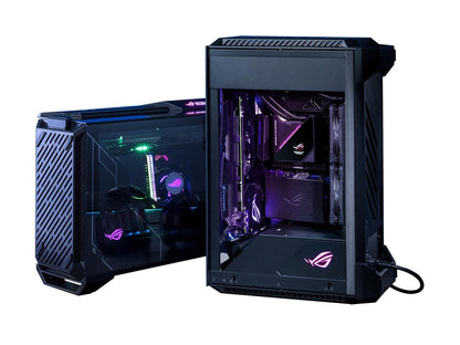 ASUS ROG Z11 Mini-ITX/DTX Mid-Tower PC Gaming Case with Patented 11° Tilt Design, Compatible with ATX Power Supply or a 3-Slot Graphics, Tempered-glass Panels, Front I/O USB 3.2 Gen 2 Type-C, Two USB 3.2 Gen 1 Type-A and ARGB Control Button