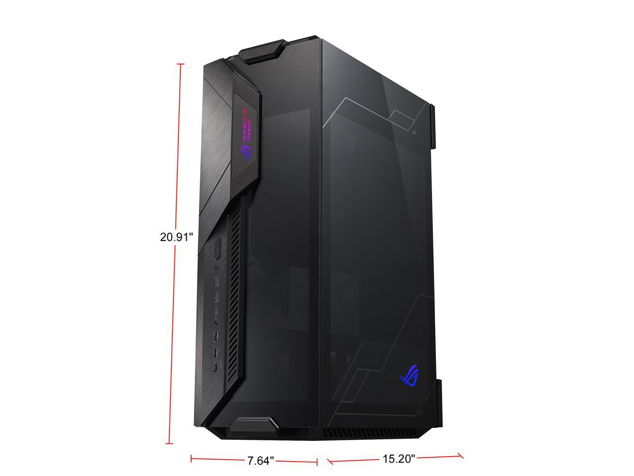 ASUS ROG Z11 Mini-ITX/DTX Mid-Tower PC Gaming Case with Patented 11° Tilt Design, Compatible with ATX Power Supply or a 3-Slot Graphics, Tempered-glass Panels, Front I/O USB 3.2 Gen 2 Type-C, Two USB 3.2 Gen 1 Type-A and ARGB Control Button