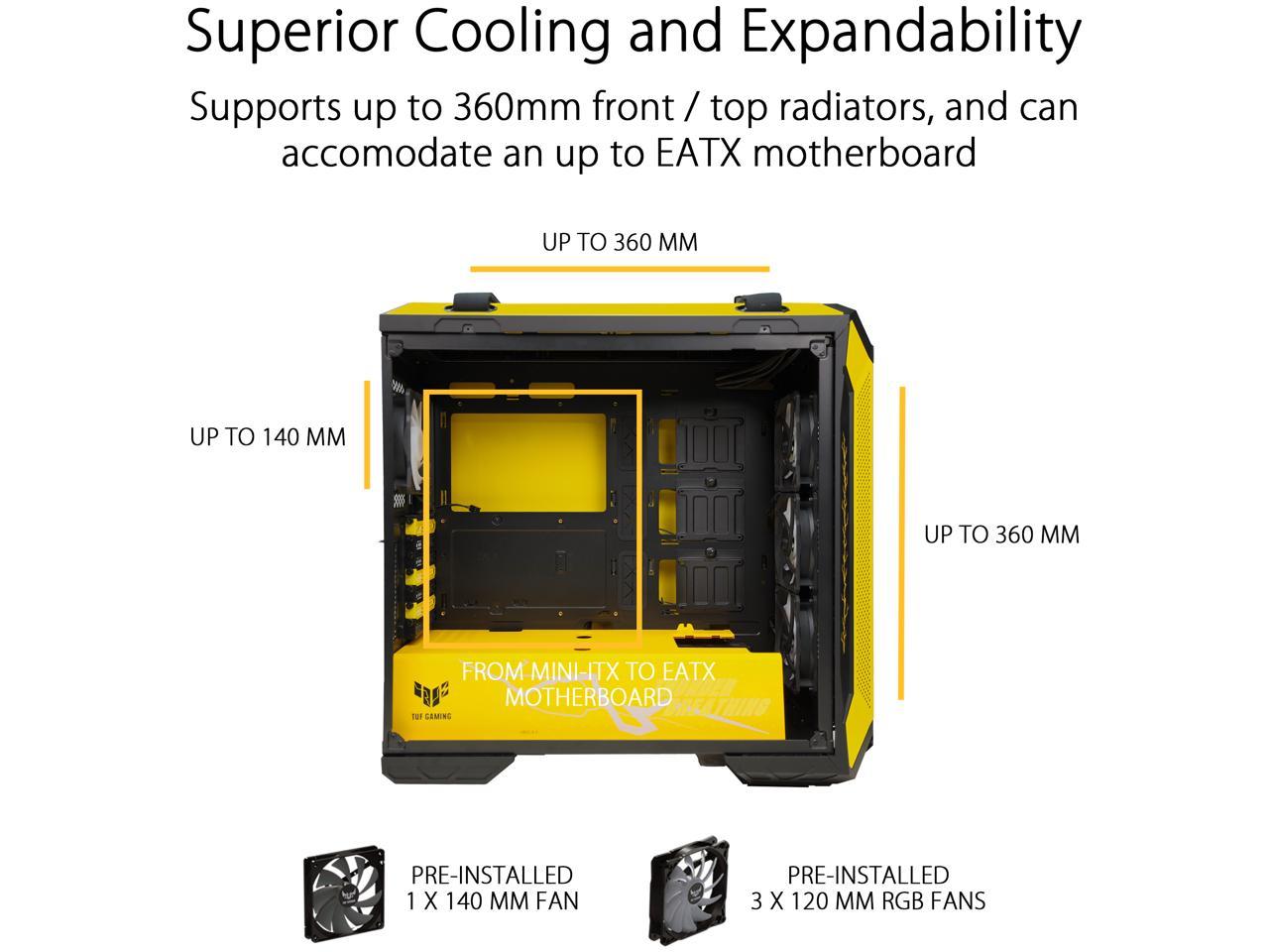 ASUS GT501 TUF GAMING CASE/YEL/HANDLE 90DC0015-B48000 Yellow Steel / Zinc Alloy / Tempered Glass / ABS Plastic ATX Mid Tower Computer Case, Demon Slayer Edition