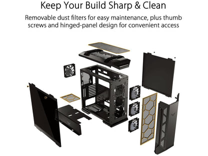 ASUS GT501 TUF GAMING CASE/YEL/HANDLE 90DC0015-B48000 Yellow Steel / Zinc Alloy / Tempered Glass / ABS Plastic ATX Mid Tower Computer Case, Demon Slayer Edition
