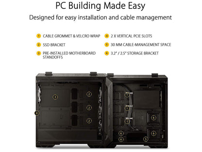 ASUS GT501 TUF GAMING CASE/YEL/HANDLE 90DC0015-B48000 Yellow Steel / Zinc Alloy / Tempered Glass / ABS Plastic ATX Mid Tower Computer Case, Demon Slayer Edition