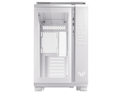 ASUS TUF Gaming GT502 White ATX Mid-Tower Computer Case with Front Panel RGB Button, USB 3.2 Type-C and 2x USB 3.0 Ports, 2- way Graphic Card Mounting Orientation Compatible, 360mm and 280mm Radiator