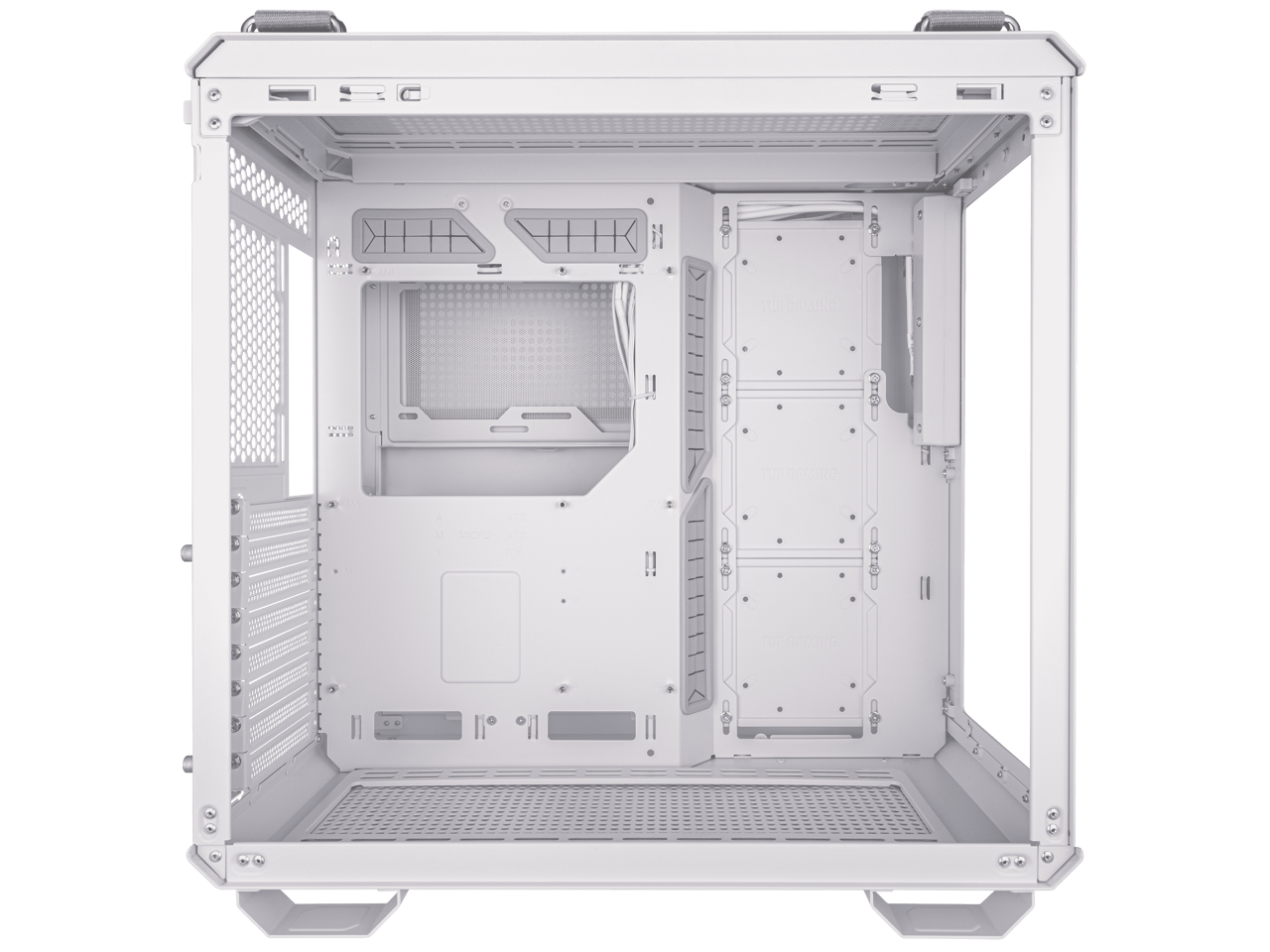 ASUS TUF Gaming GT502 White ATX Mid-Tower Computer Case with Front Panel RGB Button, USB 3.2 Type-C and 2x USB 3.0 Ports, 2- way Graphic Card Mounting Orientation Compatible, 360mm and 280mm Radiator