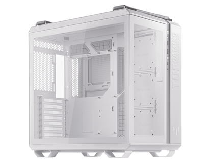 ASUS TUF Gaming GT502 White ATX Mid-Tower Computer Case with Front Panel RGB Button, USB 3.2 Type-C and 2x USB 3.0 Ports, 2- way Graphic Card Mounting Orientation Compatible, 360mm and 280mm Radiator
