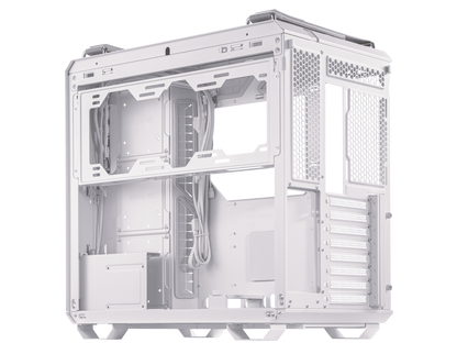 ASUS TUF Gaming GT502 White ATX Mid-Tower Computer Case with Front Panel RGB Button, USB 3.2 Type-C and 2x USB 3.0 Ports, 2- way Graphic Card Mounting Orientation Compatible, 360mm and 280mm Radiator